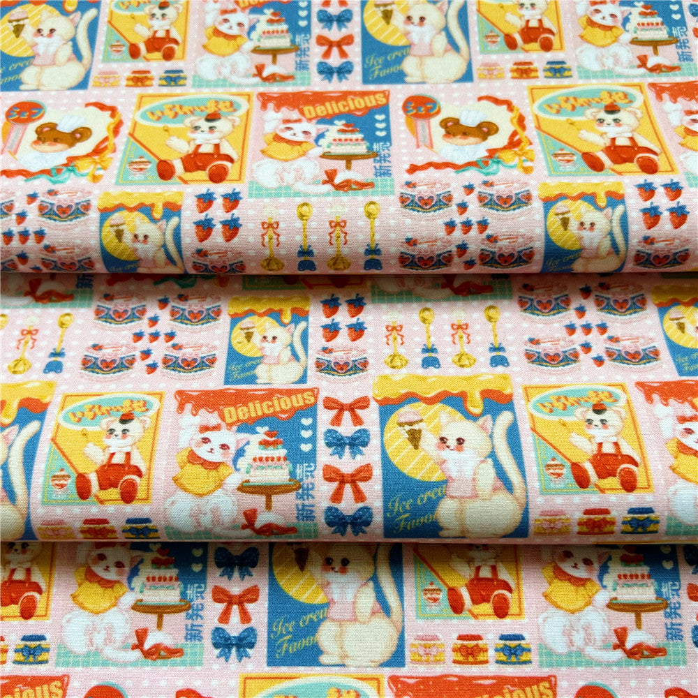 Retro Showa Puzzle Animal Poster cotton Fabric Patchwork Tissue Kid Home Textile Sewing Doll Dress Curtain