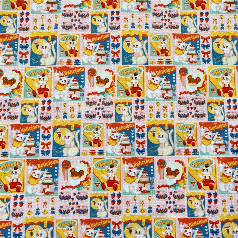 Retro Showa Puzzle Animal Poster cotton Fabric Patchwork Tissue Kid Home Textile Sewing Doll Dress Curtain