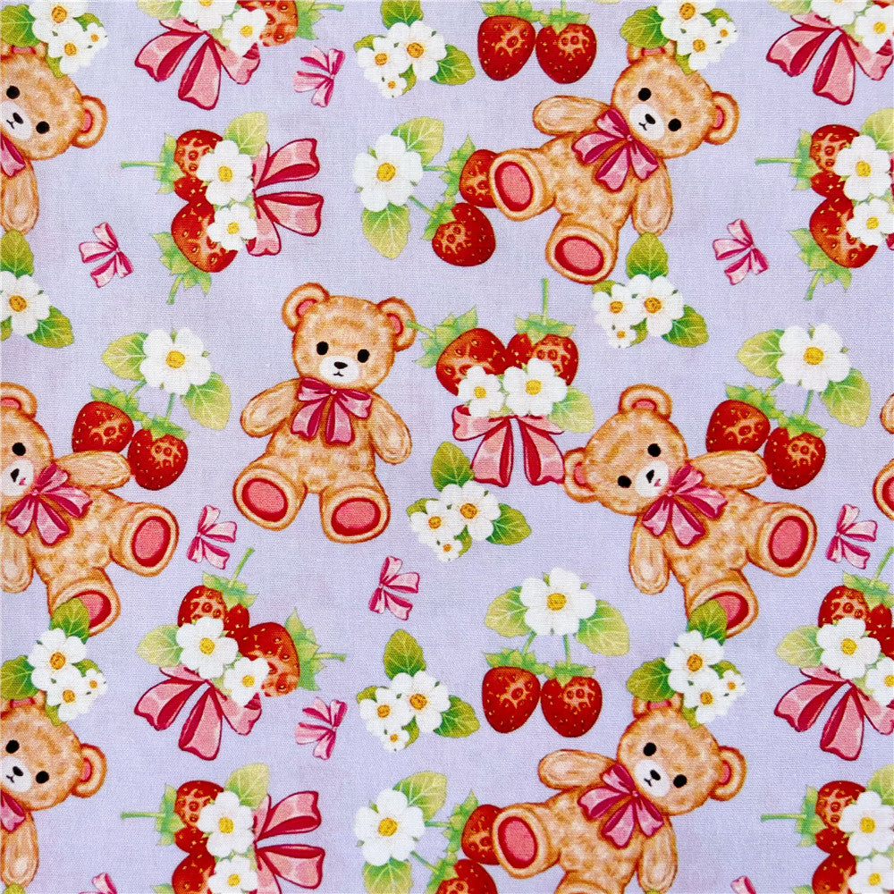 Retro Strawberry cherry bear 100% Cotton Fabric DIY Handmade Sewing Patchwork fabric by yard for dresses fabric for sewing