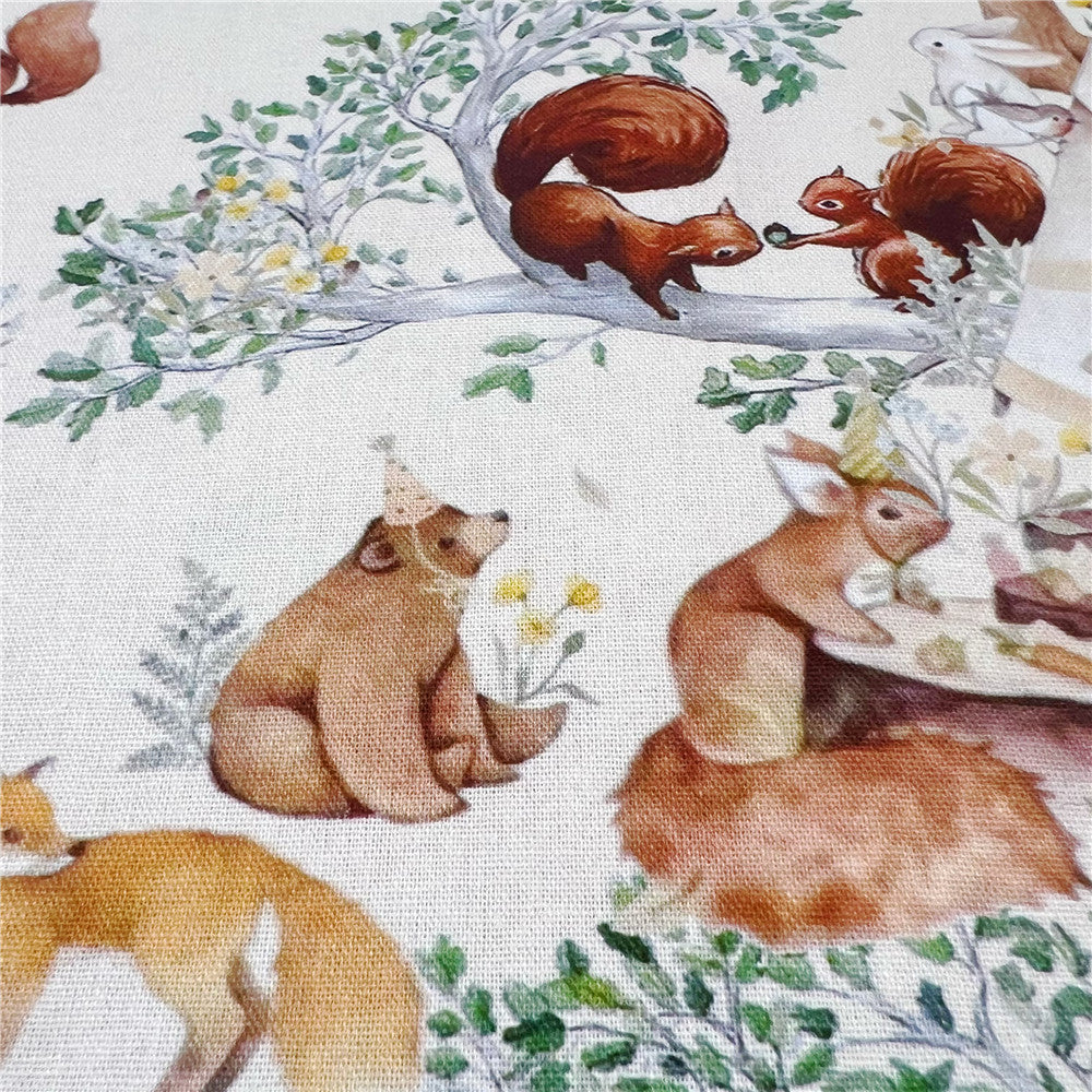 Forest Animal Squirrel Cotton Fabric for Tissue Sewing Quilting Fabric Needlework Material DIY Handmade Craft