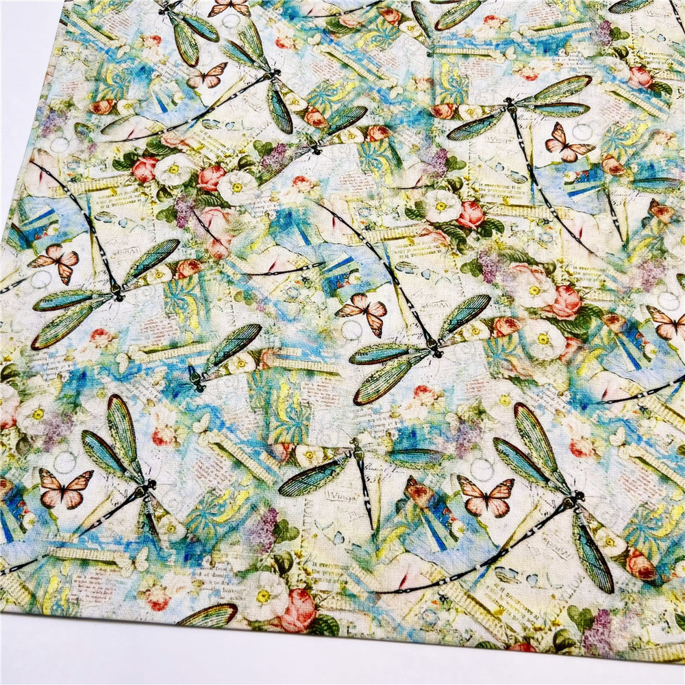 Vintage dragonfly newspaper print Cotton Fabric Sewing Material Needlework Diy Cloth baby Dress skirt handbag patchwork Material