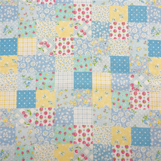 Blue Strawberry Collar 100% Cotton Fabric for Kids Clothes mask Home Textile Sewing Quilting DIY Needlework Material