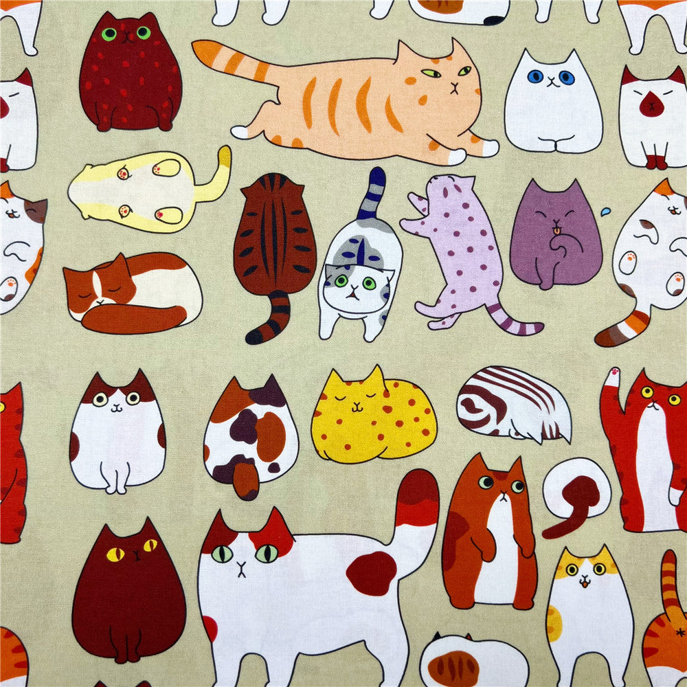 cute cat Cotton Fabric Kitten Printed Cloth Sewing Quilting Fabrics For Patchwork DIY Materials