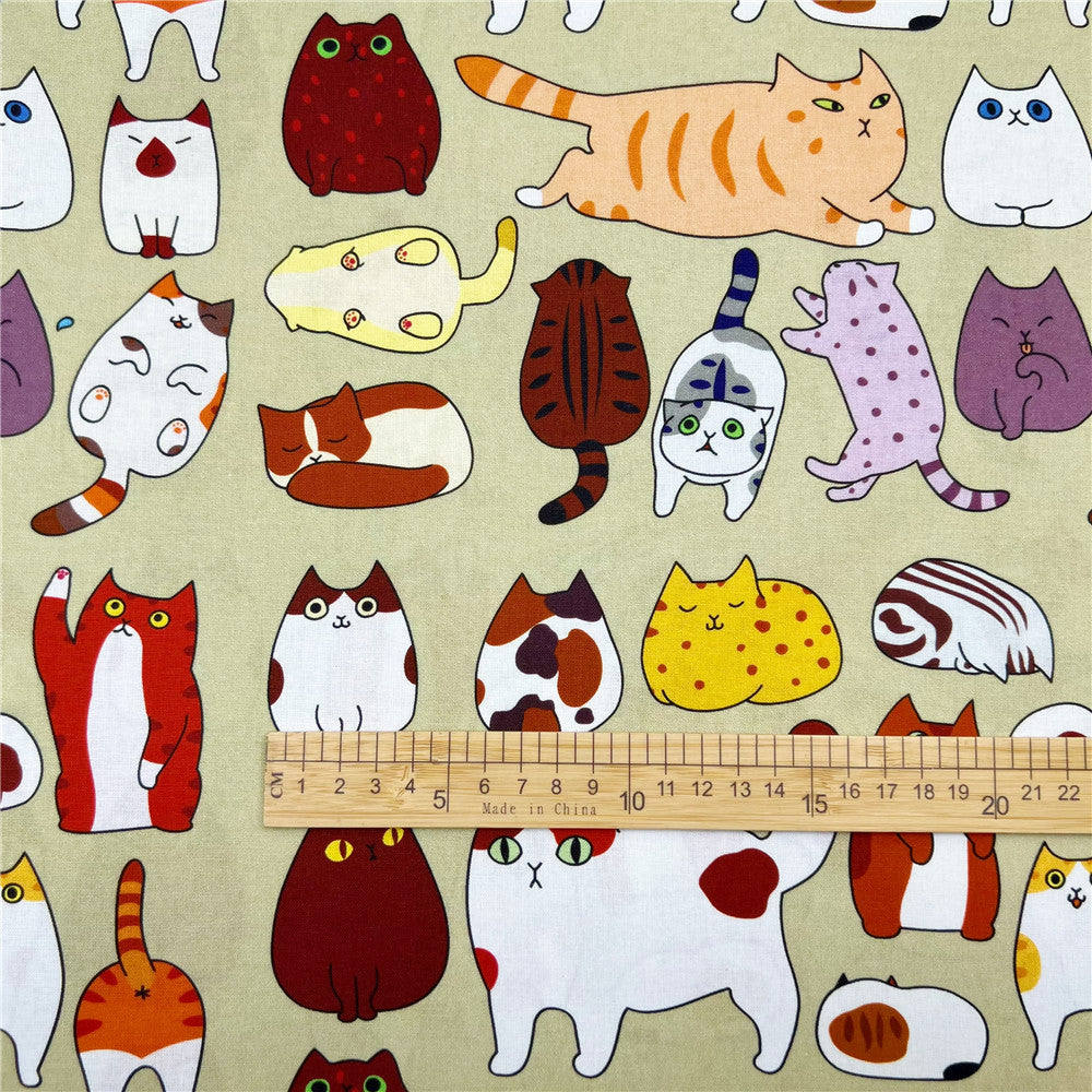 cute cat Cotton Fabric Kitten Printed Cloth Sewing Quilting Fabrics For Patchwork DIY Materials