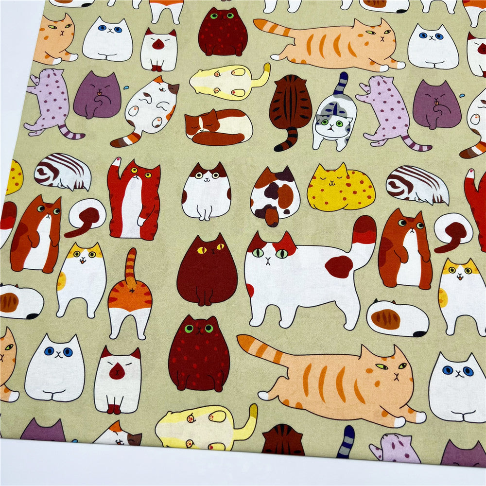 cute cat Cotton Fabric Kitten Printed Cloth Sewing Quilting Fabrics For Patchwork DIY Materials