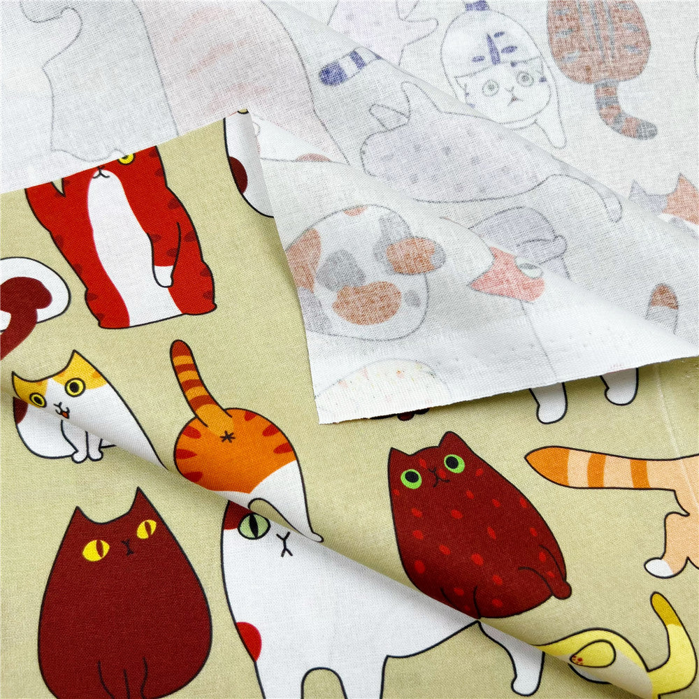 cute cat Cotton Fabric Kitten Printed Cloth Sewing Quilting Fabrics For Patchwork DIY Materials