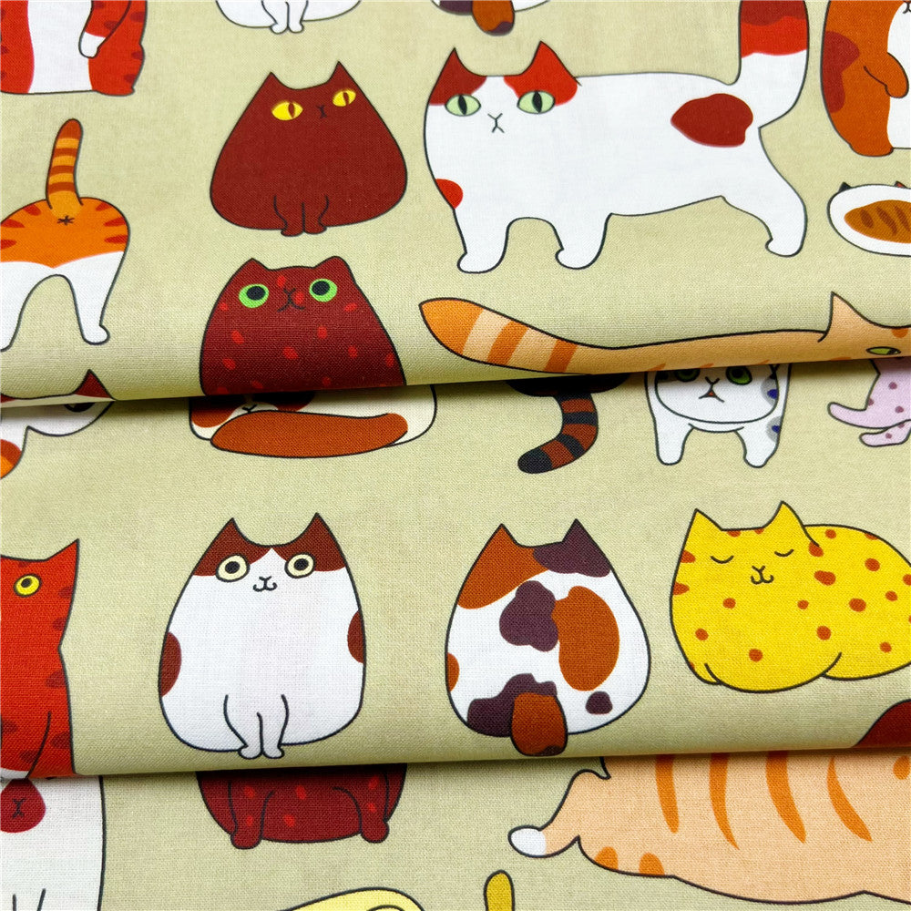 cute cat Cotton Fabric Kitten Printed Cloth Sewing Quilting Fabrics For Patchwork DIY Materials