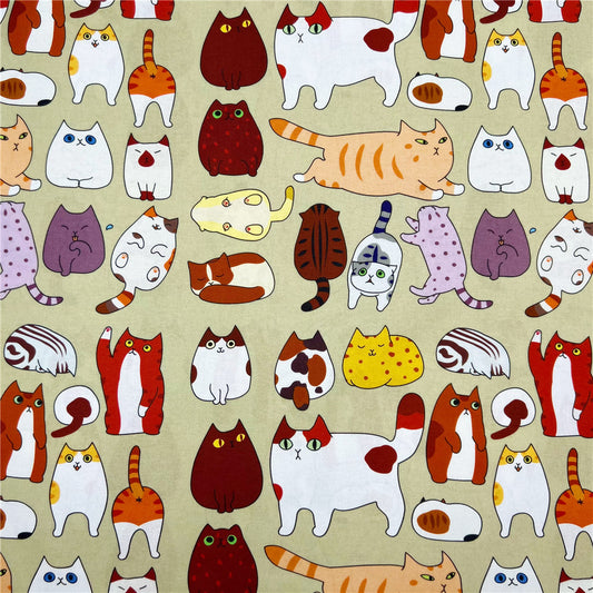 cute cat Cotton Fabric Kitten Printed Cloth Sewing Quilting Fabrics For Patchwork DIY Materials