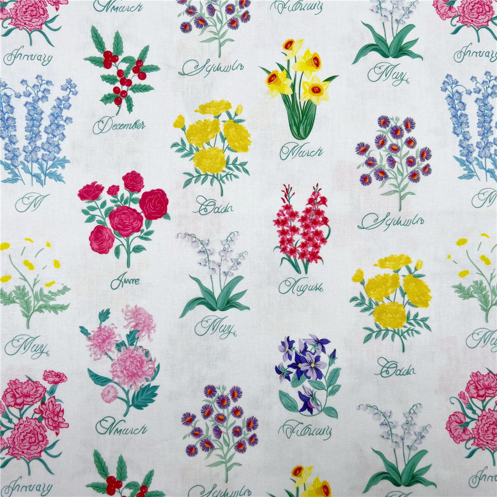 Flower label Cotton Fabric Floral Printed Cloth Sewing Quilting Fabrics For Patchwork DIY Materials