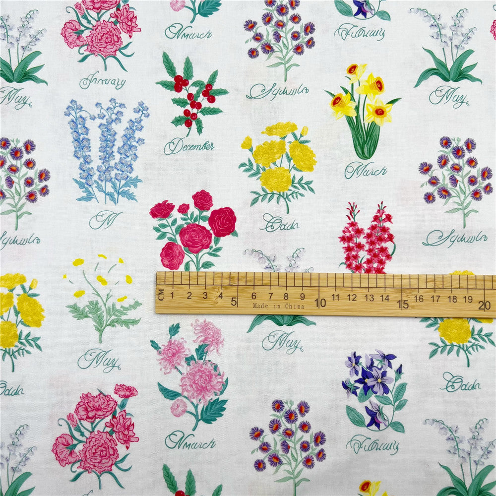 Flower label Cotton Fabric Floral Printed Cloth Sewing Quilting Fabrics For Patchwork DIY Materials