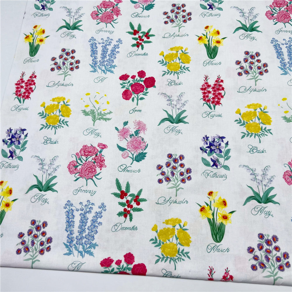 Flower label Cotton Fabric Floral Printed Cloth Sewing Quilting Fabrics For Patchwork DIY Materials