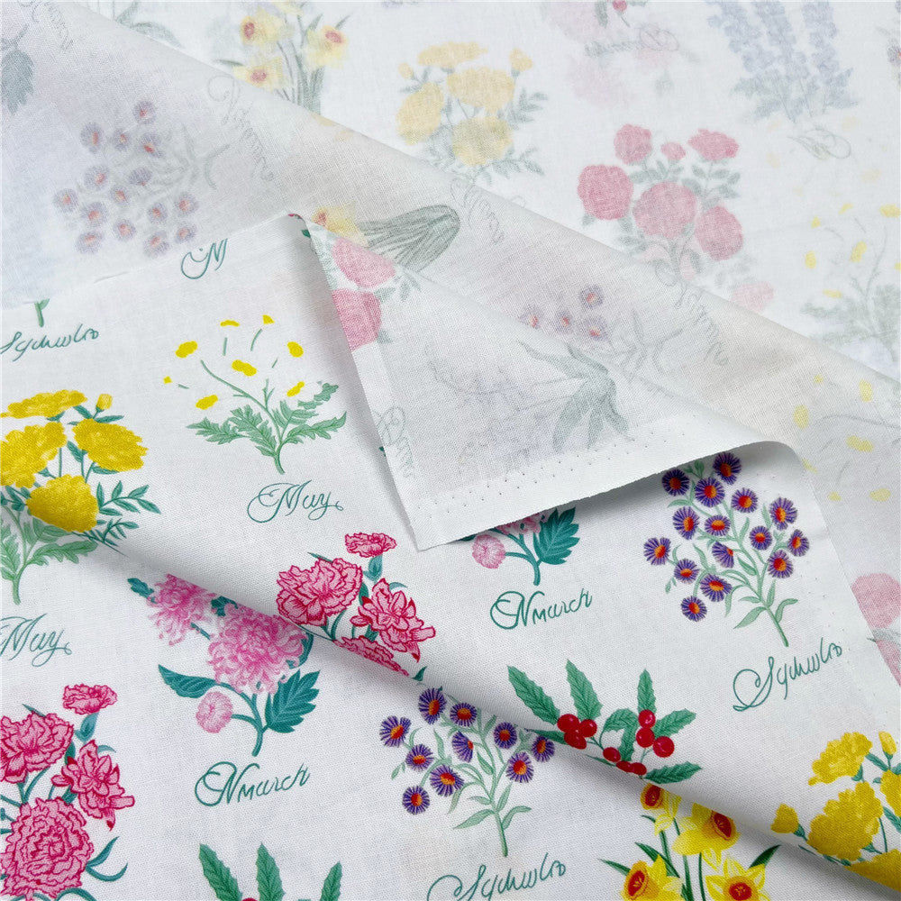 Flower label Cotton Fabric Floral Printed Cloth Sewing Quilting Fabrics For Patchwork DIY Materials