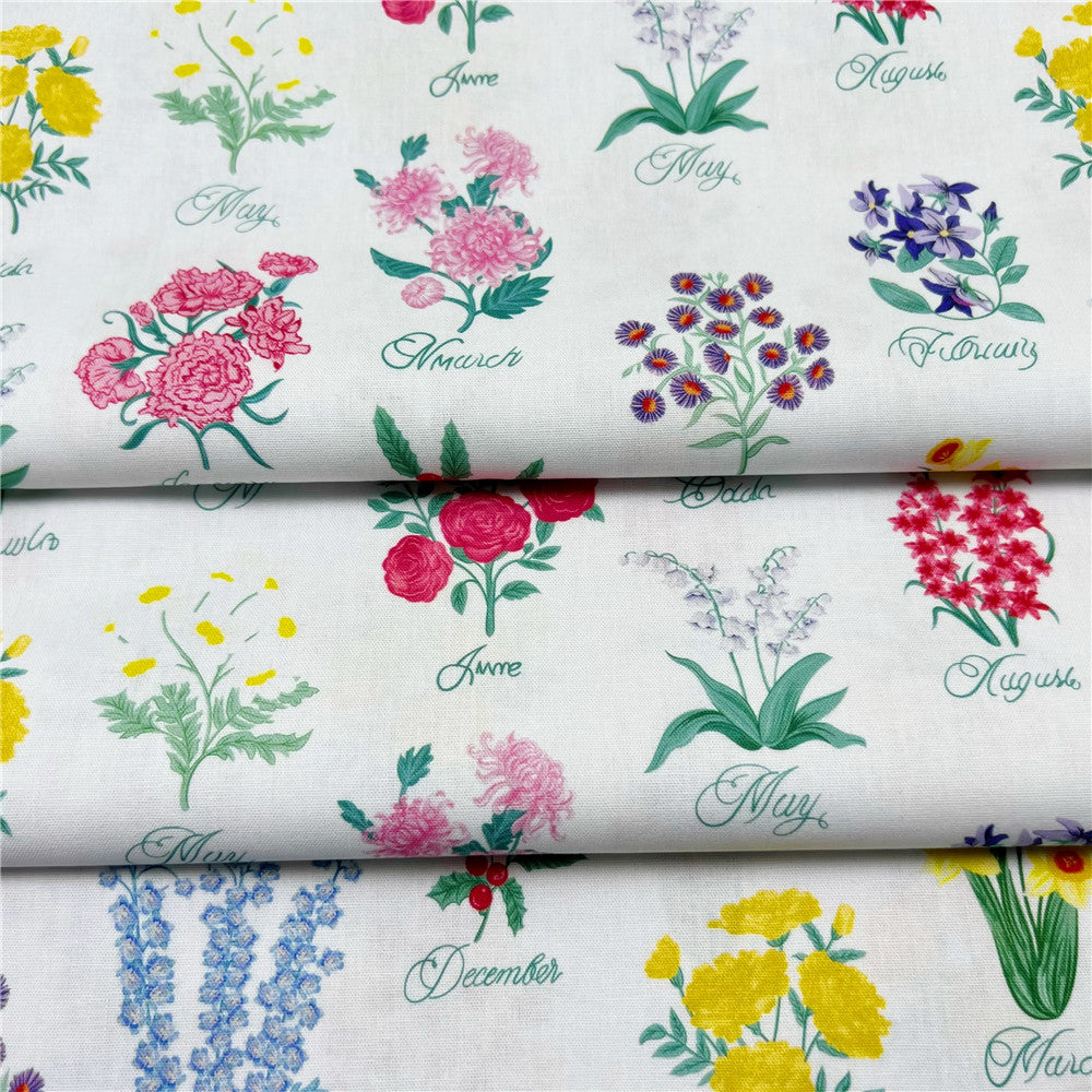 Flower label Cotton Fabric Floral Printed Cloth Sewing Quilting Fabrics For Patchwork DIY Materials