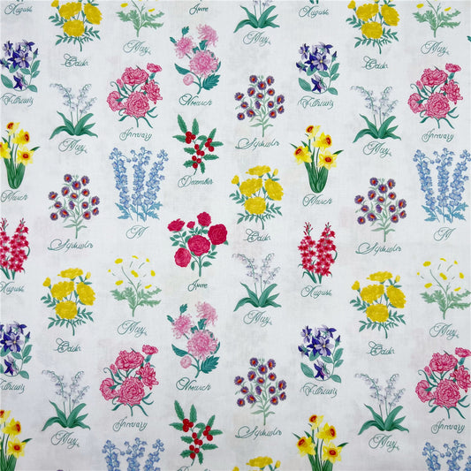 Flower label Cotton Fabric Floral Printed Cloth Sewing Quilting Fabrics For Patchwork DIY Materials