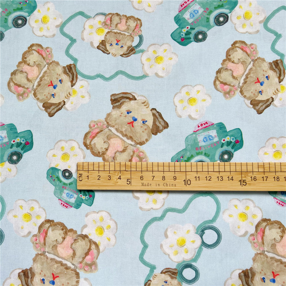 Blue Car Cake Dog 100% Cotton Fabric Material Patchwork Sewing Fabrics Quilt Needlework DIY Cloth baby clothe Material