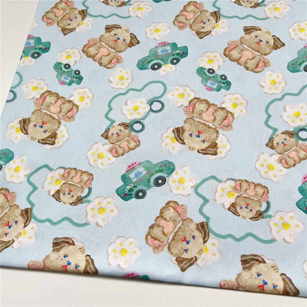 Blue Car Cake Dog 100% Cotton Fabric Material Patchwork Sewing Fabrics Quilt Needlework DIY Cloth baby clothe Material