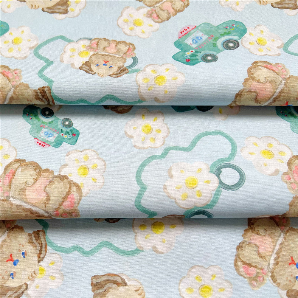 Blue Car Cake Dog 100% Cotton Fabric Material Patchwork Sewing Fabrics Quilt Needlework DIY Cloth baby clothe Material