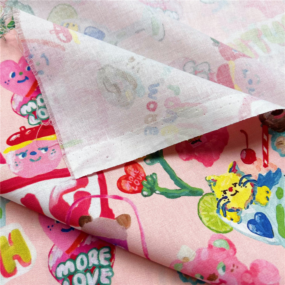 Pink Ice Cream Bear 100% Cotton Fabric Material Patchwork Sewing Fabrics Quilt Needlework DIY Cloth baby clothe Material