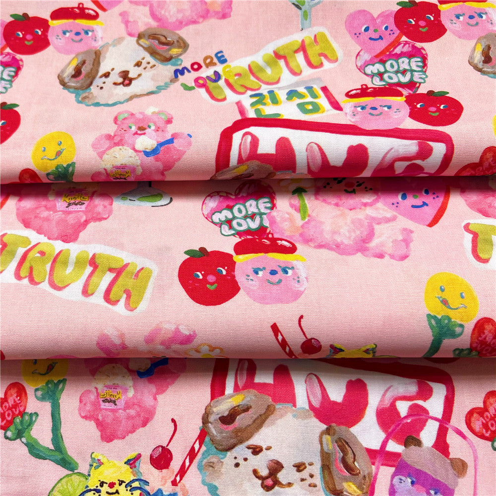 Pink Ice Cream Bear 100% Cotton Fabric Material Patchwork Sewing Fabrics Quilt Needlework DIY Cloth baby clothe Material