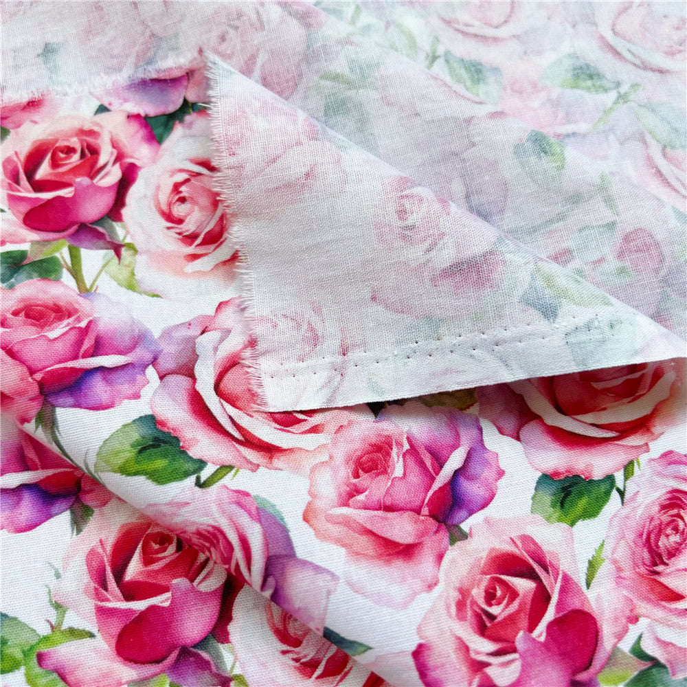 Watercolor rose Plain 100% Cotton Fabric DIY Quilting Needlework Material Sewing Dress Kids Clothes Fabrics