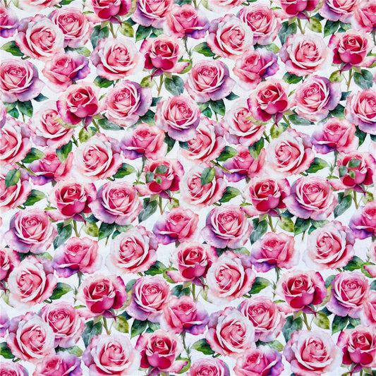 Watercolor rose Plain 100% Cotton Fabric DIY Quilting Needlework Material Sewing Dress Kids Clothes Fabrics