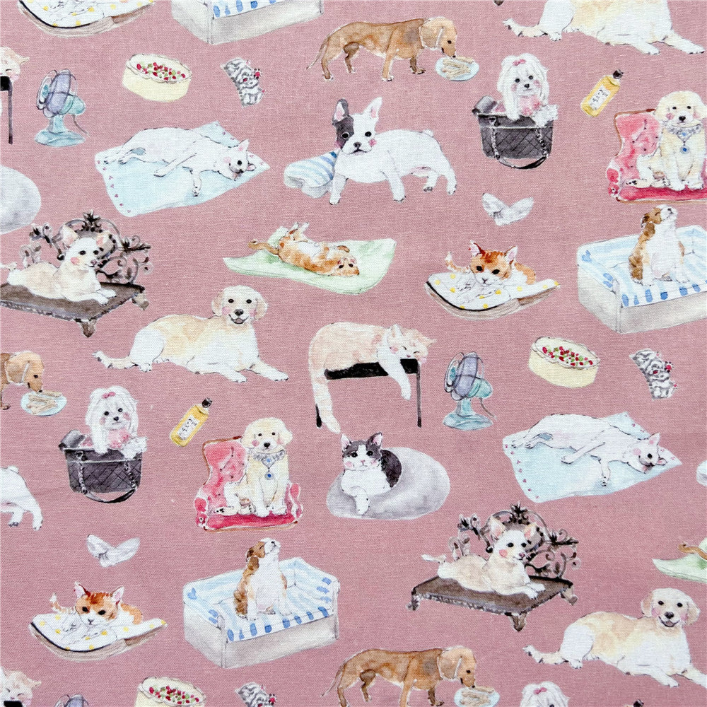 Cute Dog Cat 100% cotton cartoon animation digital printing fabric for sewing children's clothes and shirts DIY handmade