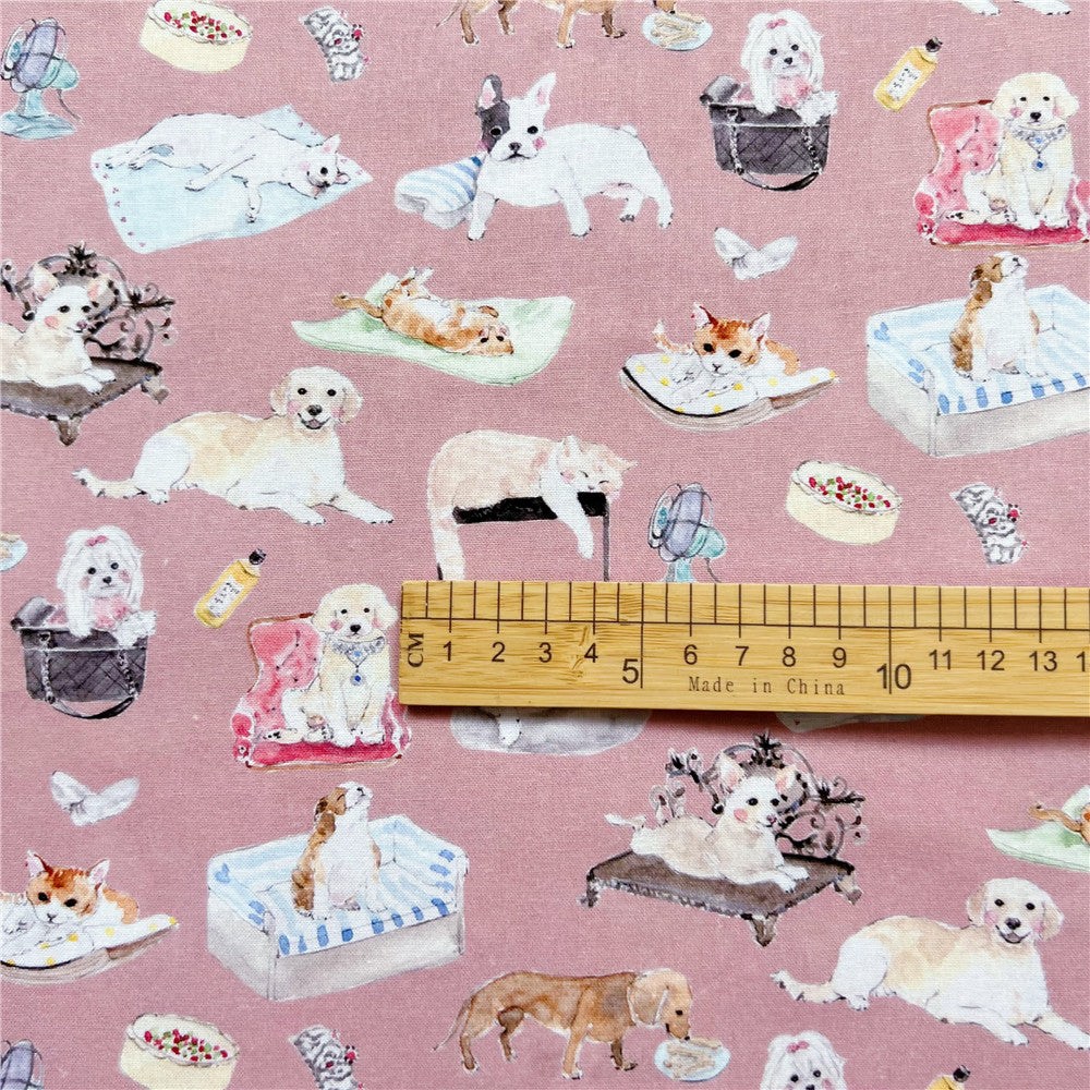 Cute Dog Cat 100% cotton cartoon animation digital printing fabric for sewing children's clothes and shirts DIY handmade