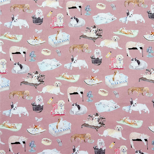 Cute Dog Cat 100% cotton cartoon animation digital printing fabric for sewing children's clothes and shirts DIY handmade